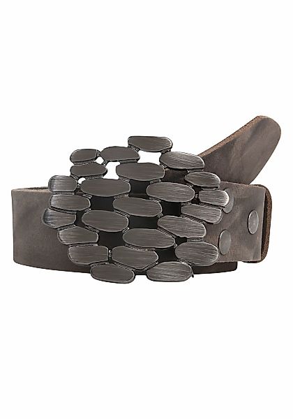 Rettungsring Gürtel Ledergürtel in rustikaler Optik mit geschwärzter Schlie günstig online kaufen