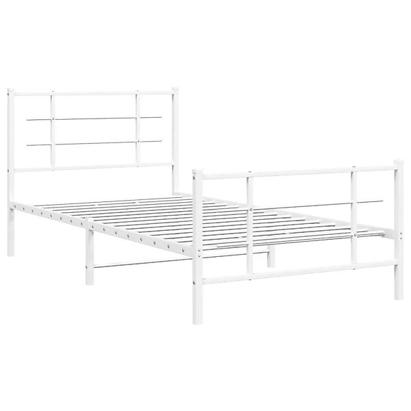 vidaXL Bettgestell mit Kopf- und Fußteil Metall Weiß 107x203 cm 355624 günstig online kaufen