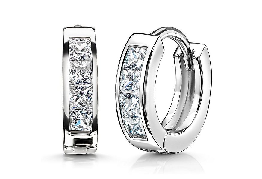 Materia Klappcreolen Damen Zirkonia weiß Ø15mm SO-453, 925 Sterling Silber, günstig online kaufen