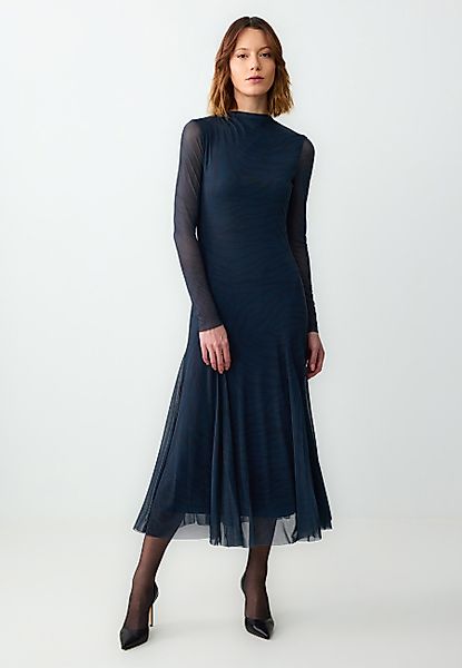 Jimmy Key Midikleid Langärmliges Gemustertes Mesh-Strickkleid günstig online kaufen