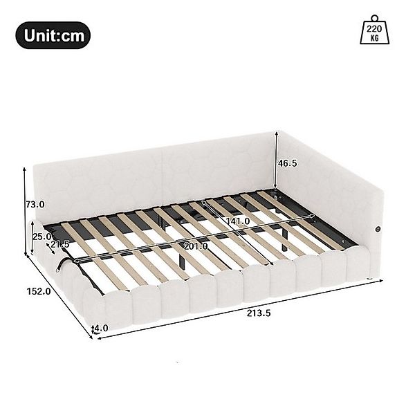 Flieks Daybett, Hydraulisches Polsterbett Tagesbett Schlafsofa 140x200cm mi günstig online kaufen