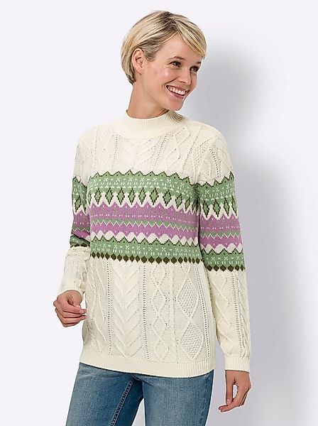 Sieh an! Strickpullover Stehkragen-Pullover Langarm Zopfmuster, Jacquard günstig online kaufen