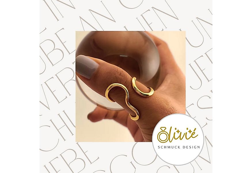 XCOAST Fingerring Verstellbarer Edelstahlring Gold im asymmetrischen Wellen günstig online kaufen