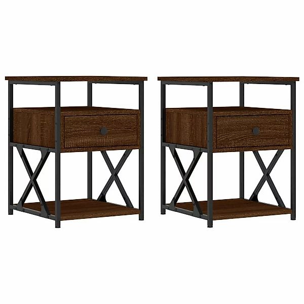 vidaXL Nachttische 2 Stk Braun Eichen-Optik 40x42x55 cm Holzwerkstoff günstig online kaufen