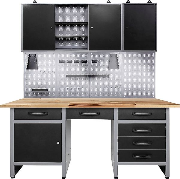 ONDIS24 Werkstatt-Set Fritz, (3-tlg), Werkbank mit Lochwand & 2 Werkstattsc günstig online kaufen
