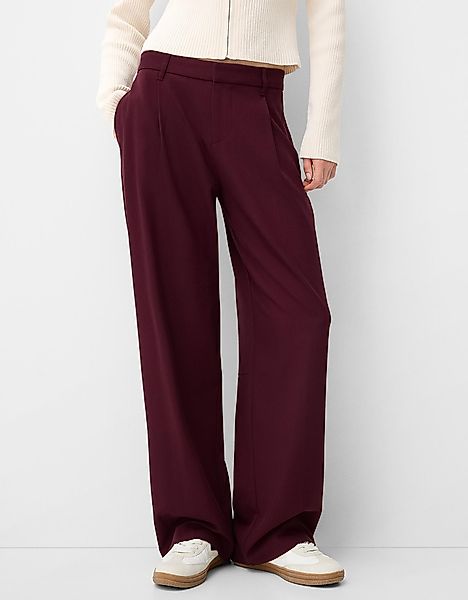 Bershka Baggyhose Mit Tiefem Bund Damen 40 Granatrot günstig online kaufen