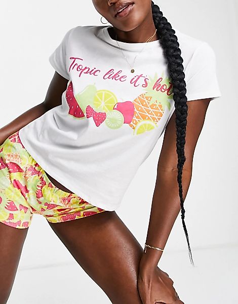 Brave Soul – Kurzer Pyjama mit tropischem Print-Mehrfarbig günstig online kaufen
