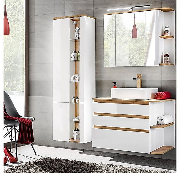 Lomadox Badmöbel-Set CAMPOS-56, (Spar-Set, 5-St), mit Keramik-Waschtisch Ho günstig online kaufen