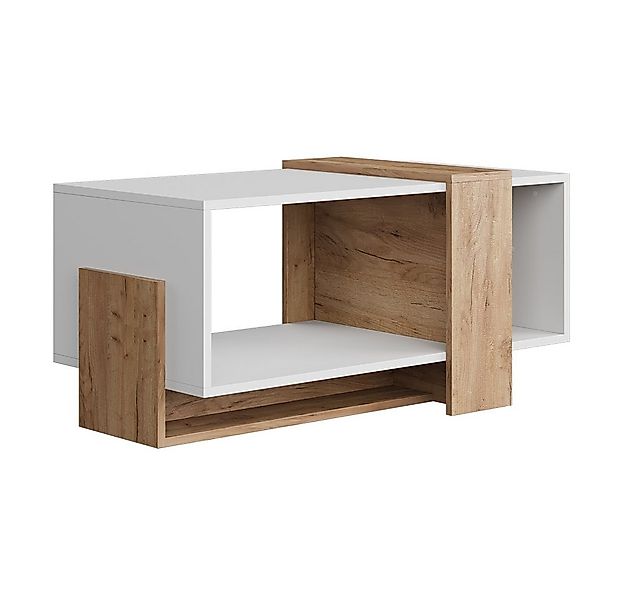 Vicco Couchtisch Aven, Weiß/Goldkraft Eiche, 91.8 x 49 cm (1-St) günstig online kaufen