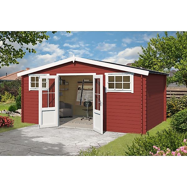 Lasita Holz-Gartenhaus Boston Schwedenrot 518,5 cm x 312 cm günstig online kaufen