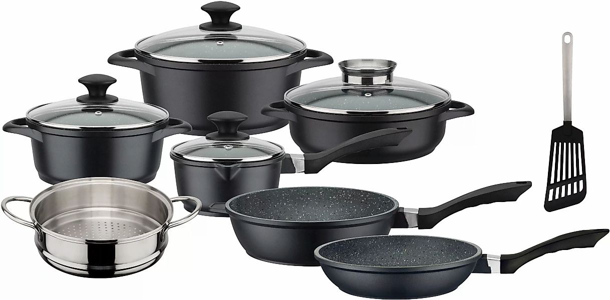 GSW Topf-Set »Gourmet Granit«, Aluminiumguss, (Set, 12 tlg., Kochtopf 20/24 günstig online kaufen