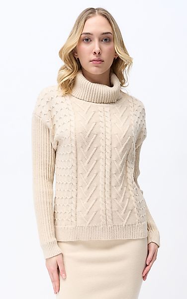 Passioni Strickpullover Rollkragenpullover mit Zopfmuster günstig online kaufen