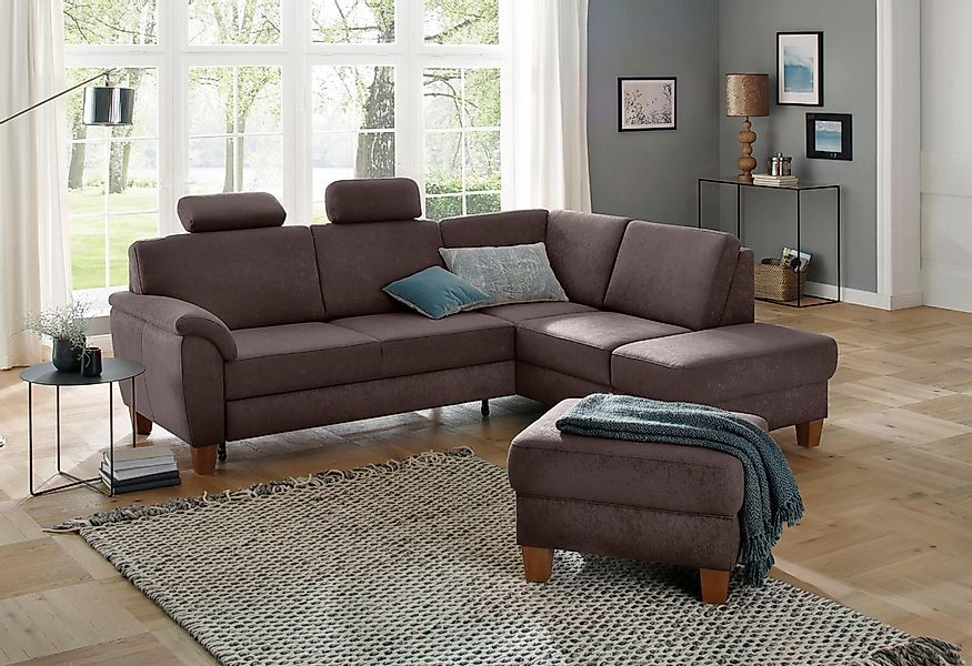 Home affaire Ecksofa "Alta L-Form" mit Federkern und Kontrastnaht, Füße Buc günstig online kaufen