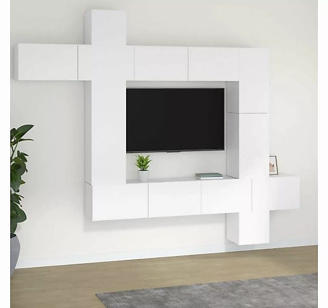 furnicato TV-Schrank 9-tlg. TV-Schrank-Set Weiß Holzwerkstoff günstig online kaufen