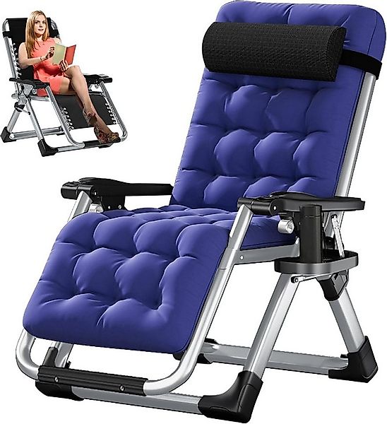 Meulbaty Klappstuhl Klappbar Gartenliege mit Polster Seitentasche, 150 kg T günstig online kaufen