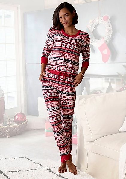 LASCANA Pyjama (2 tlg) mit winterlichem Druck günstig online kaufen