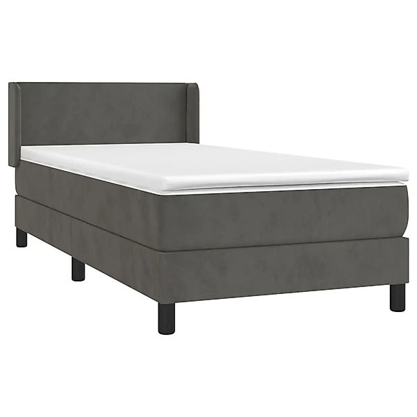 vidaXL Boxspringbett mit Matratze Dunkelgrau 100x200 cm Samt 3130824 günstig online kaufen