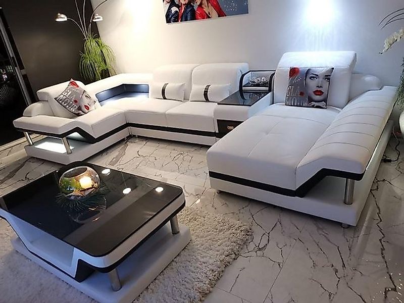 JVmoebel Ecksofa U-Form Couchtisch Polster Garnitur Wohnlandschaft Ecksofa günstig online kaufen