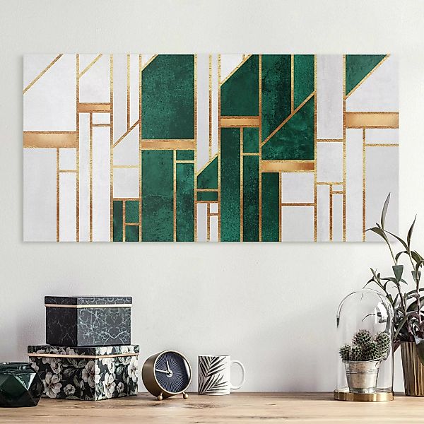 Leinwandbild Emerald und Gold Geometrie günstig online kaufen