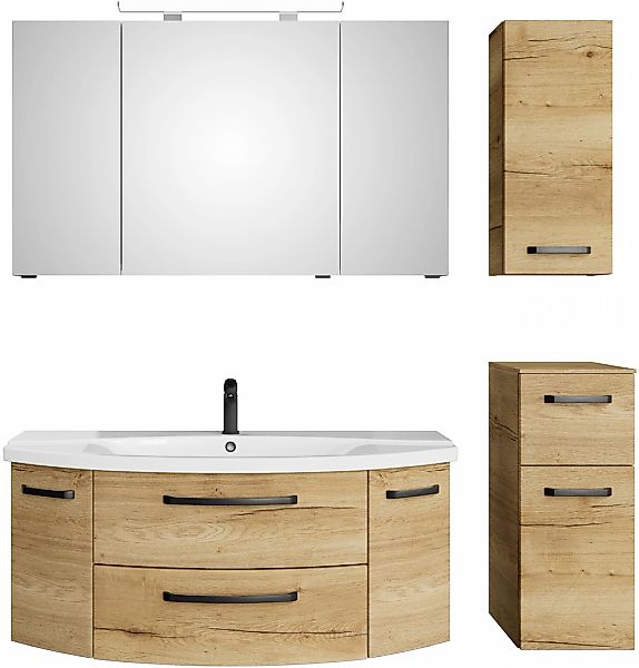 Saphir Badmöbel-Set "Serie 4010 4-teilig Keramik-Waschtisch mit LED-Spiegel günstig online kaufen