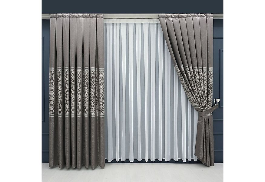 Gardinen by Justyna Vorhang Braun Falten Fon Gardine Komplett Set (5 St), K günstig online kaufen