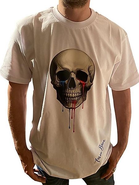Aaron Bane Kurzarmshirt Totenkopf Shirt Weiß Herren Skull T-Shirt Streetwea günstig online kaufen