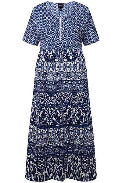 Ulla Popken Maxikleid Midikleid A-Linie Rundhals günstig online kaufen