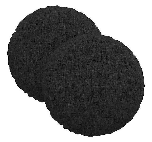 vidaXL Sitzauflage Sitzkissen 2 pcs Schwarz Ø30 x 13 cm Stoff, (2 St) günstig online kaufen
