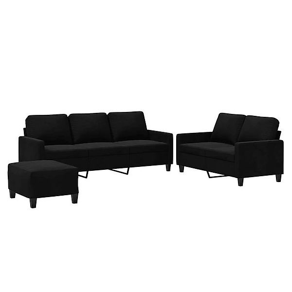 vidaXL Sofa 3-tlg. Sofagarnitur mit Kissen Schwarz Samt günstig online kaufen