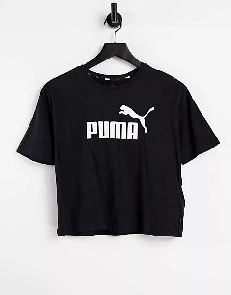 Puma – Essentials – Kurzes T-Shirt mit Logo in Schwarz günstig online kaufen