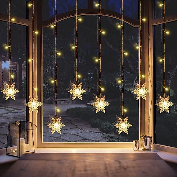 Merry 2024 LED-Lichterkette LED Lichtervorhang Lichterketten,Schneeflocke günstig online kaufen