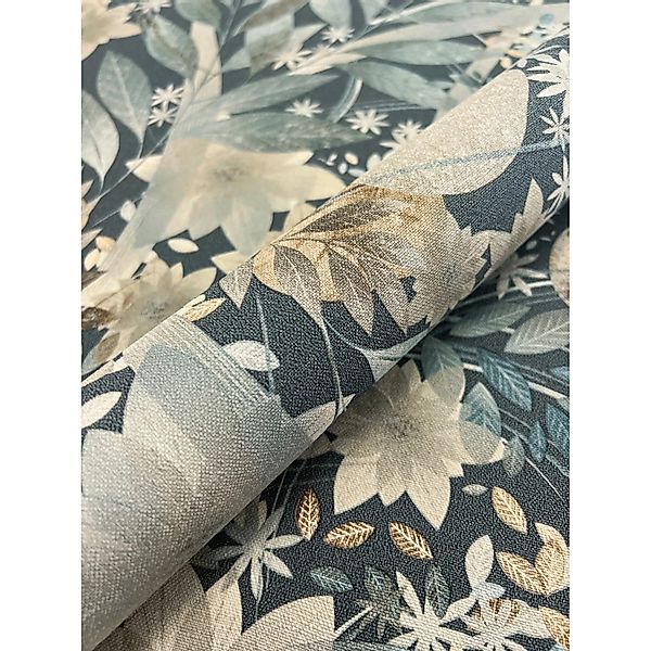 Newroom Vliestapete Amelle Dunkelblau Blumen Natur Strukturiert FSC® günstig online kaufen