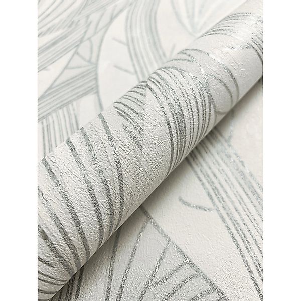 Newroom Vliestapete Gorana White Silver Blätter Modern FSC® günstig online kaufen