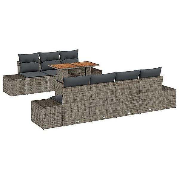 vidaXL Loungesofa 8-teiliges Garten Sofa Set mit Kissen Grau Poly Rattan, 8 günstig online kaufen