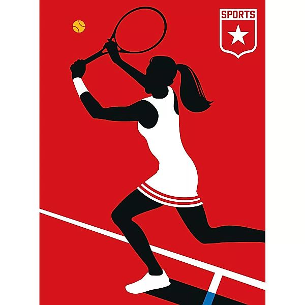 Fototapete Tennispieler Rot Weiß Gelb Schwarz 2,00 m x 2,70 m FSC® günstig online kaufen