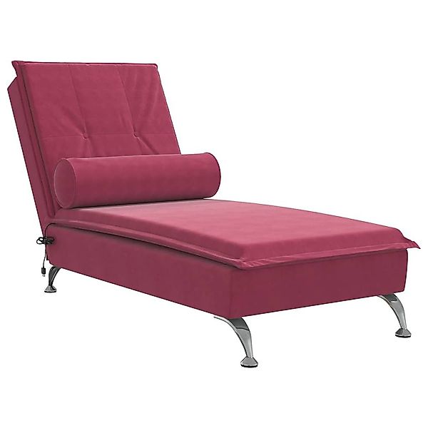 vidaXL Chaiselongue Massage-Chaiselongue mit Nackenrolle Weinrot günstig online kaufen