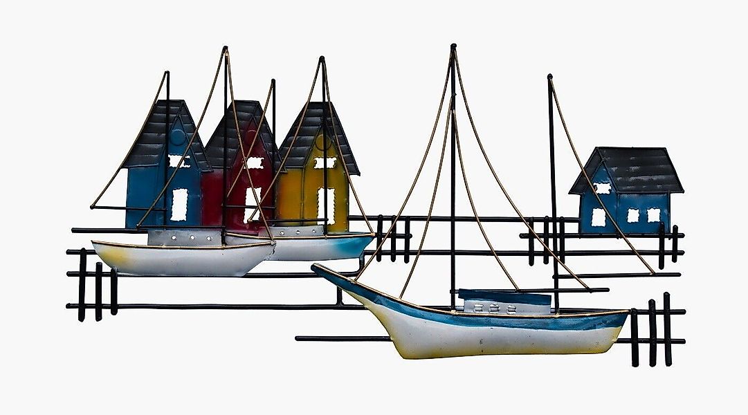 Kaufhaus le petit Wanddekoobjekt Wanddeko Schiff mit Häuser Metall Segelboo günstig online kaufen