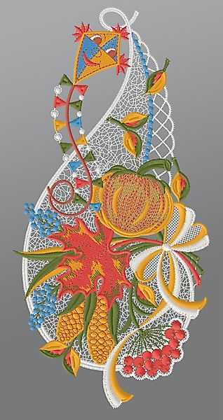 Plauener Spitze® Fensterbild Herbstdekor, HxB 34x16cm günstig online kaufen
