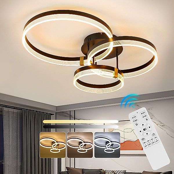 LETGOSPT Deckenleuchte 3 Ringoptik LED Deckenlampe günstig online kaufen