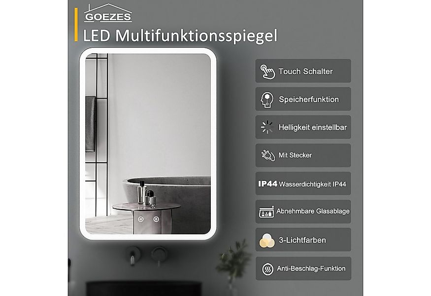 WDWRITTI Badspiegel Spiegelschrank Badschrank Schwarz mit LED Beleuchtung A günstig online kaufen