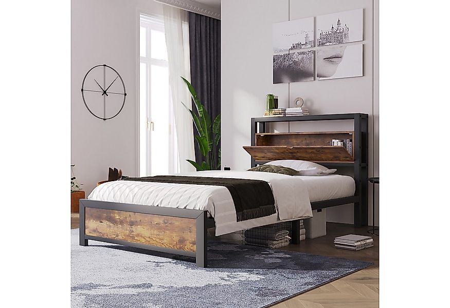 STILVORA Metallbett Metallbett 90x200 Bettgestell Jugendbetten mit Stauraum günstig online kaufen