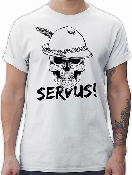 Shirtracer T-Shirt Totenkopf Servus! - schwarz Mode für Oktoberfest Herren günstig online kaufen
