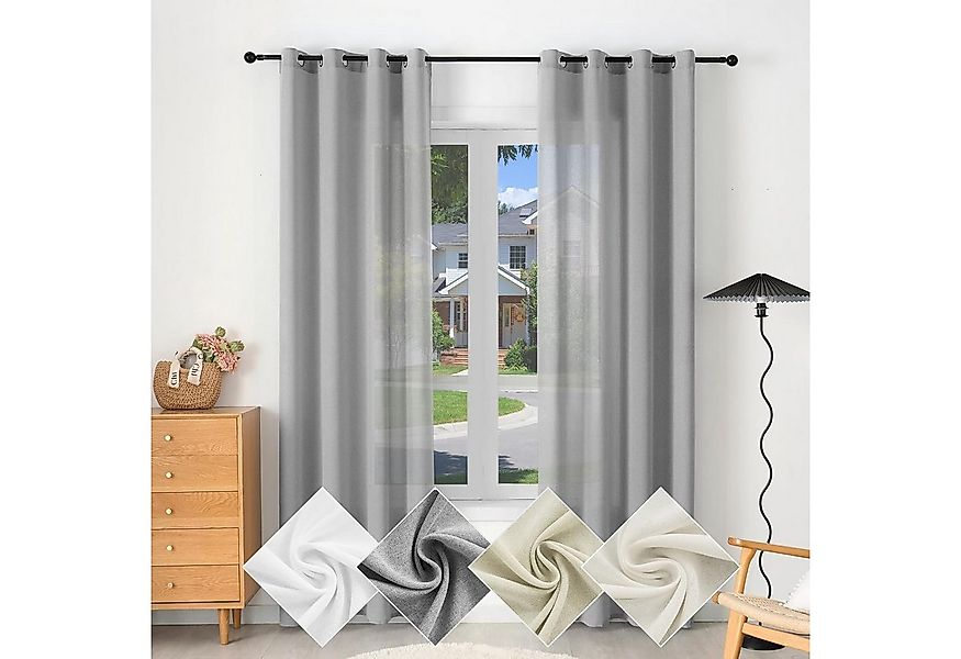 Woltu Gardine (1 St), Ösen, halbtransparent, Vorhänge Leinenoptik günstig online kaufen