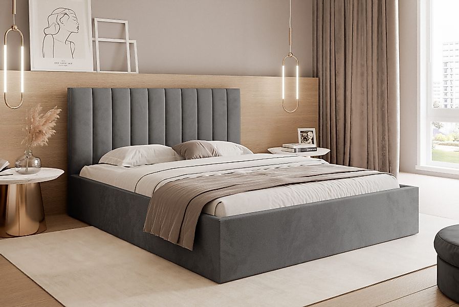 Goldstoff Polsterbett mit Stauraum und elegant günstig online kaufen