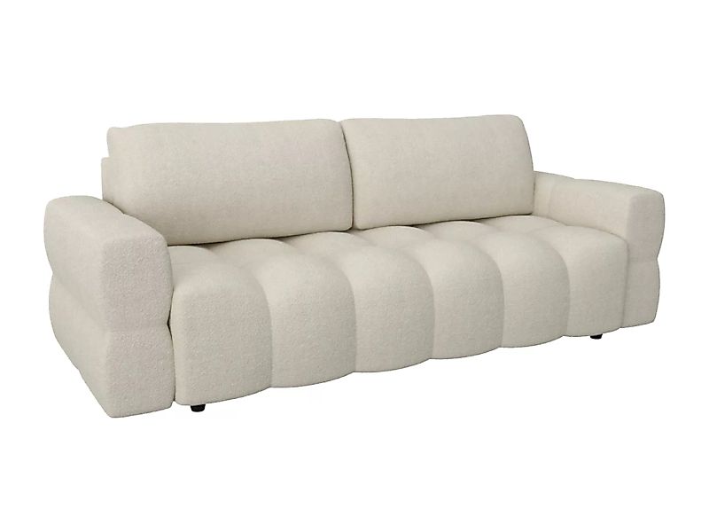 Sofa 3-Sitzer mit Schlaffunktion - Bouclé - Stoff - Cremefarben - ISSORO günstig online kaufen