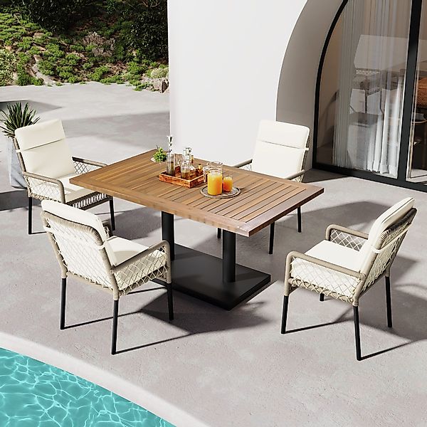 Flieks Gartenlounge-Set, 4-Sitzer Gartenmöbel Essgruppe Polyrattan günstig online kaufen