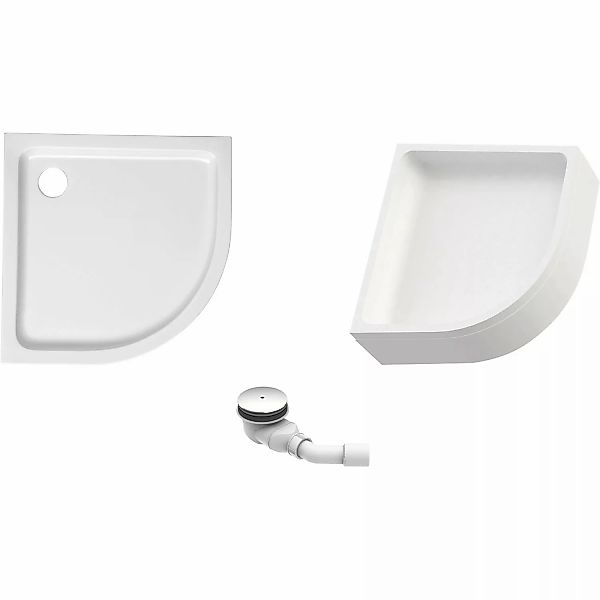 Ottofond Duschwannen-Set Viertelkreis 90 cm x 90 cm Weiß günstig online kaufen