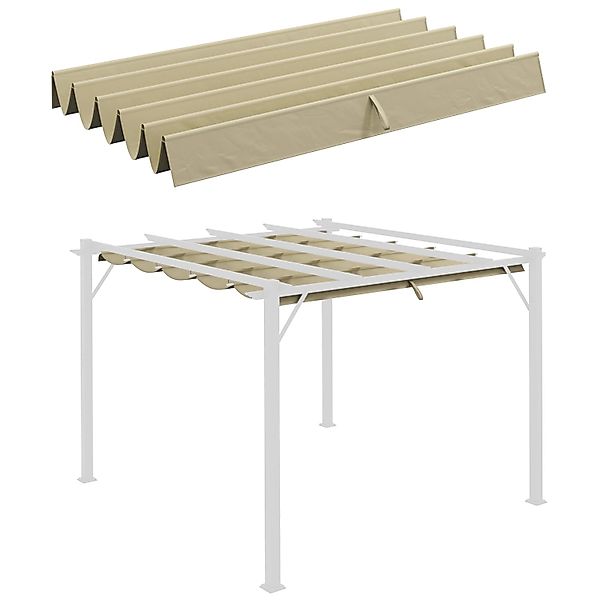 Outsunny Ersatz-Vordach Polyester Beige 250L x 255B x 6H cm günstig online kaufen