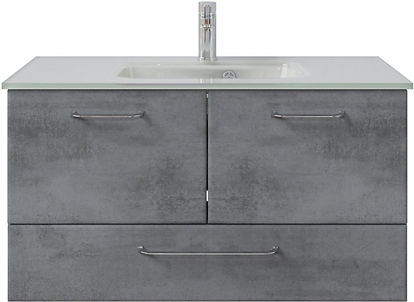 Saphir Badmöbel-Set »Quickset 945 Glas-Waschtisch mit Unterschrank, 99 cm b günstig online kaufen