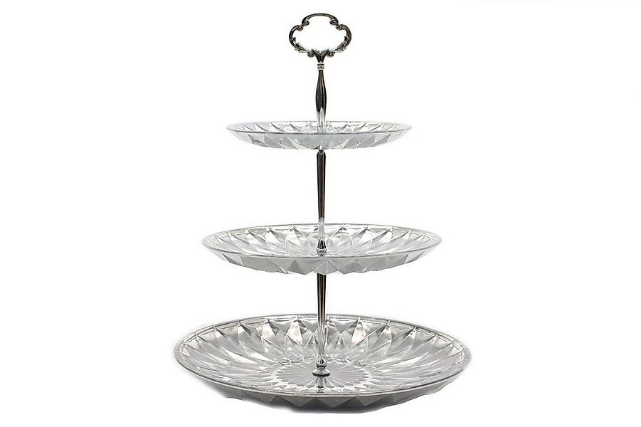 Kaemingk Dekoetagere Etagere Glas silber Gebäckschale Kuchenplatte 3 stufig günstig online kaufen